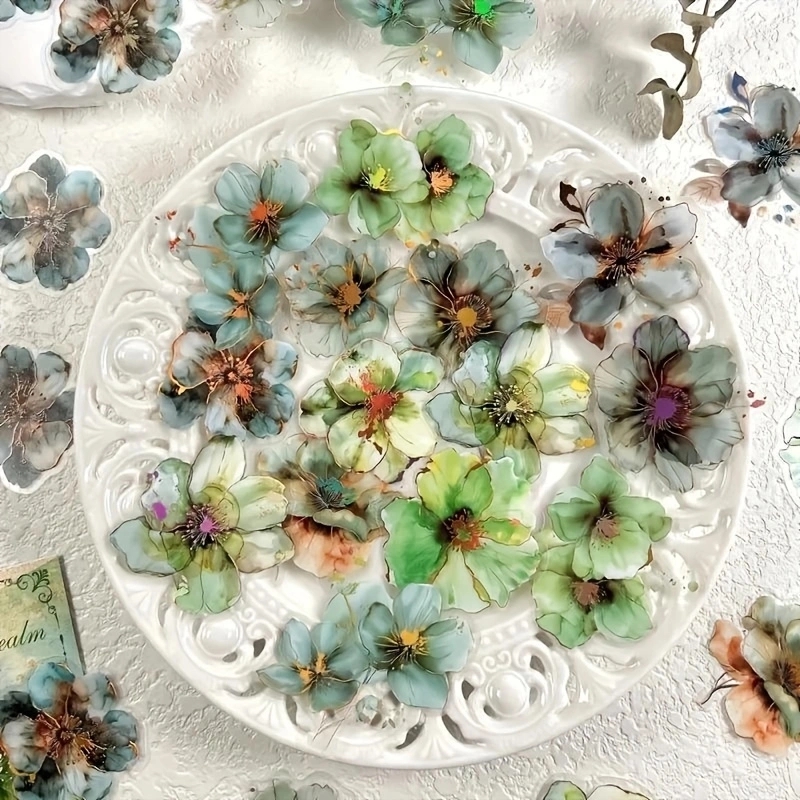 Un paquete de 20 hojas de flores Vintage, materiales de letras de flores preciosas, decoración artesanal, Base de Collage, pegatinas para álbum de recortes de mascotas: YELLOW