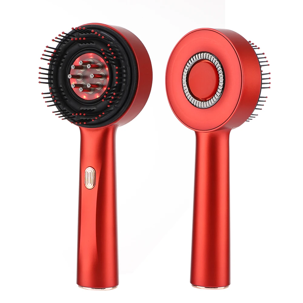 Peigne de Massage électrique à tête vibrante à lumière rouge, applicateur d'huile, brosse nourrissante pour le cuir chevelu, Anti-perte de cheveux