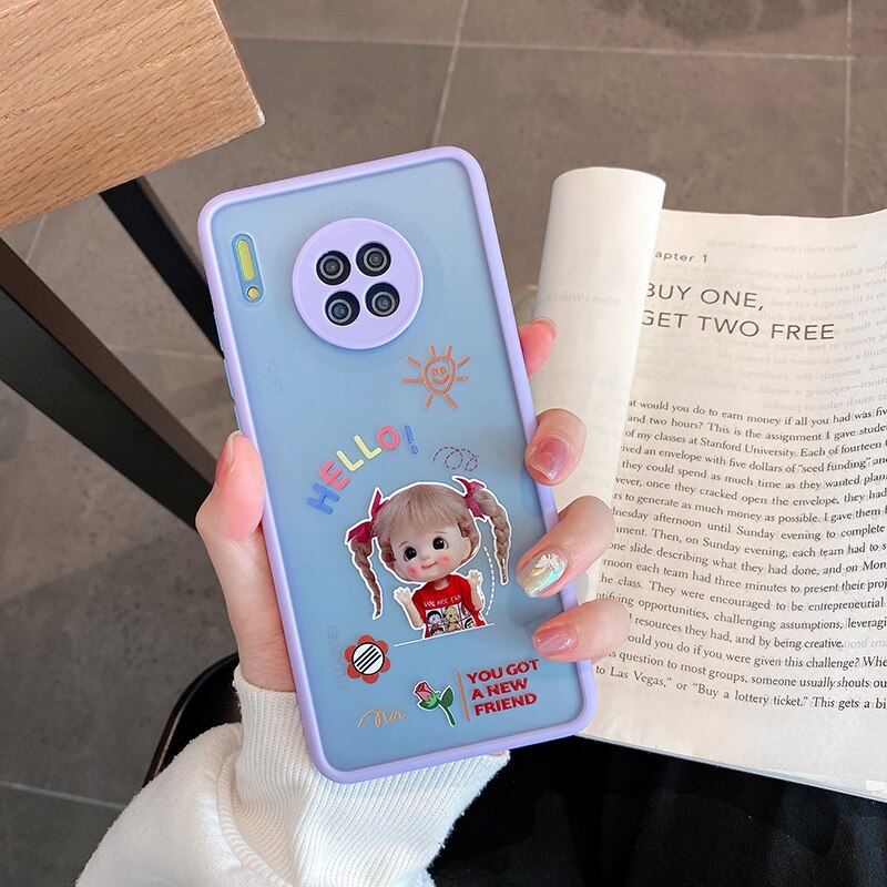 Mooie Leuke Meisje Pop Candy Kleur Telefoon Case Voor Huawei P40 Pro P30 Mate 20 30 Zachte Siliconen Transparant Protect cover Coque