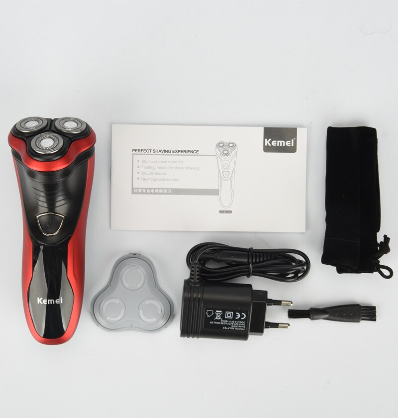 Kemei 3d elektrisch scheerapparaat, oplaadbaar elektrisch scheerapparaat, afwasbaar, drievoudig mes, scheerapparaat voor mannen, baardtrimmer 40d: Geen doos