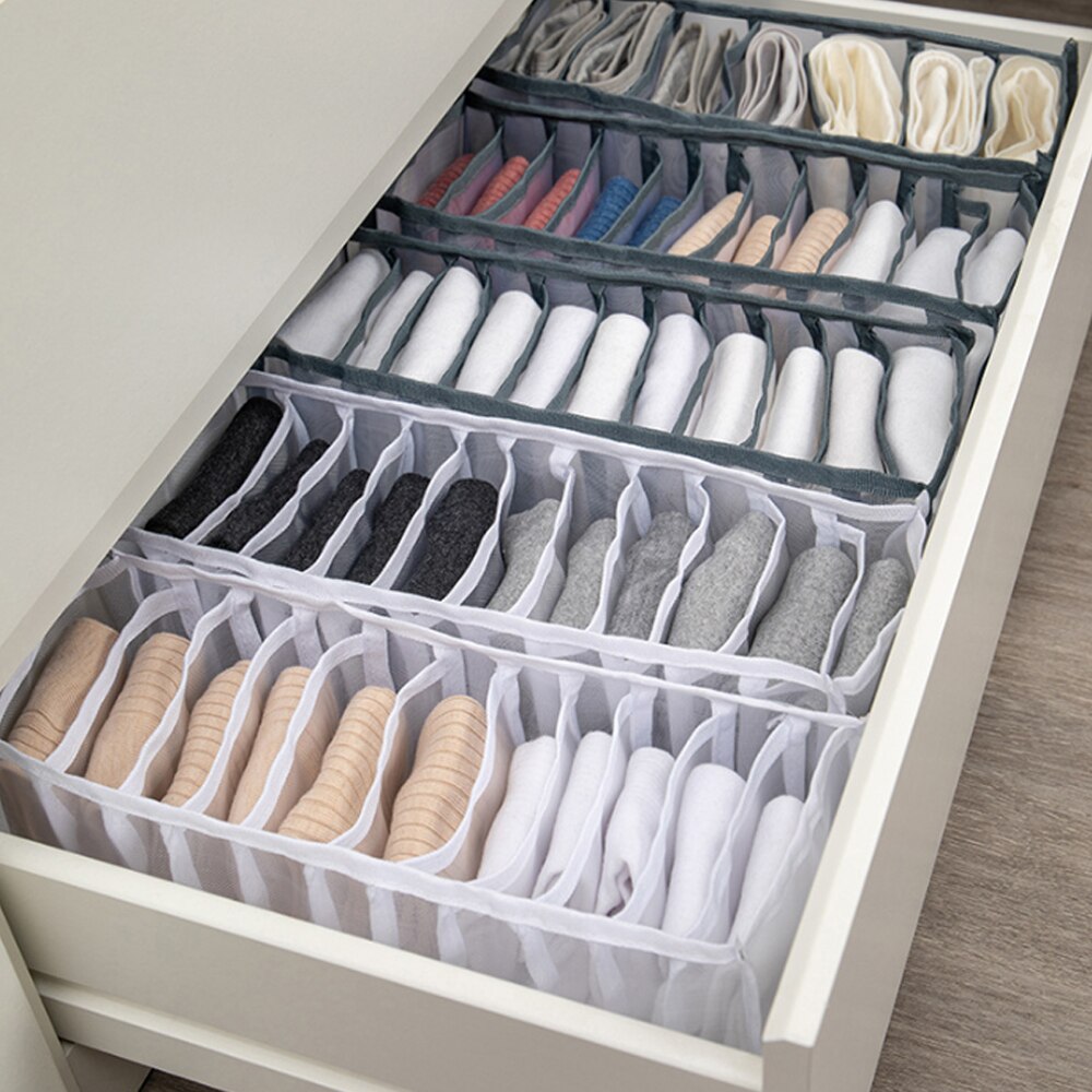 Gray Underwear Socks Storage Box Home Storage & Organization Suitable for Walk-in Closet Closet Organizer Underwear Storage Box