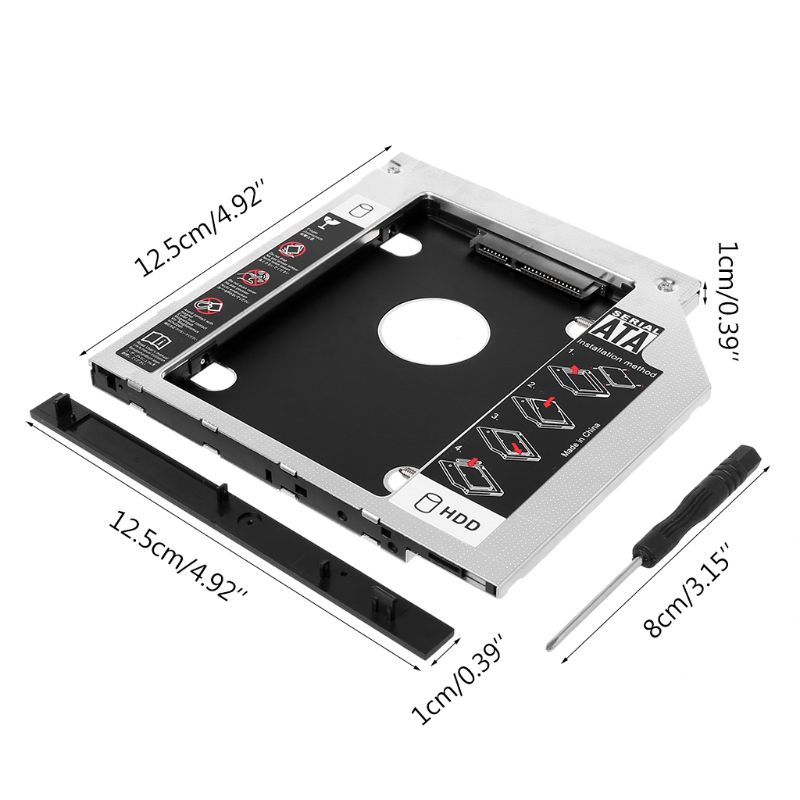 2nd HDD Caddy 9.5mm SATA to SATA Hard Drive Adapter For Laptop Universal CD/DVD