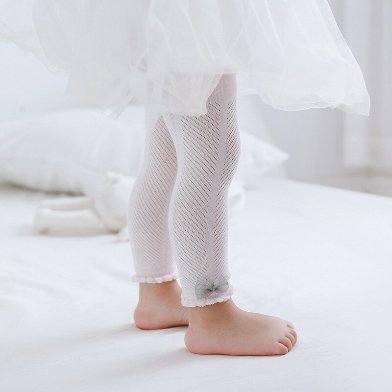 Mallas de malla blancas para bebé, pantalones ajustados de color rosa sólido para niña, pantalones de punto para niño pequeño, ropa transpirable de 0 a 4T, novedad de 2022