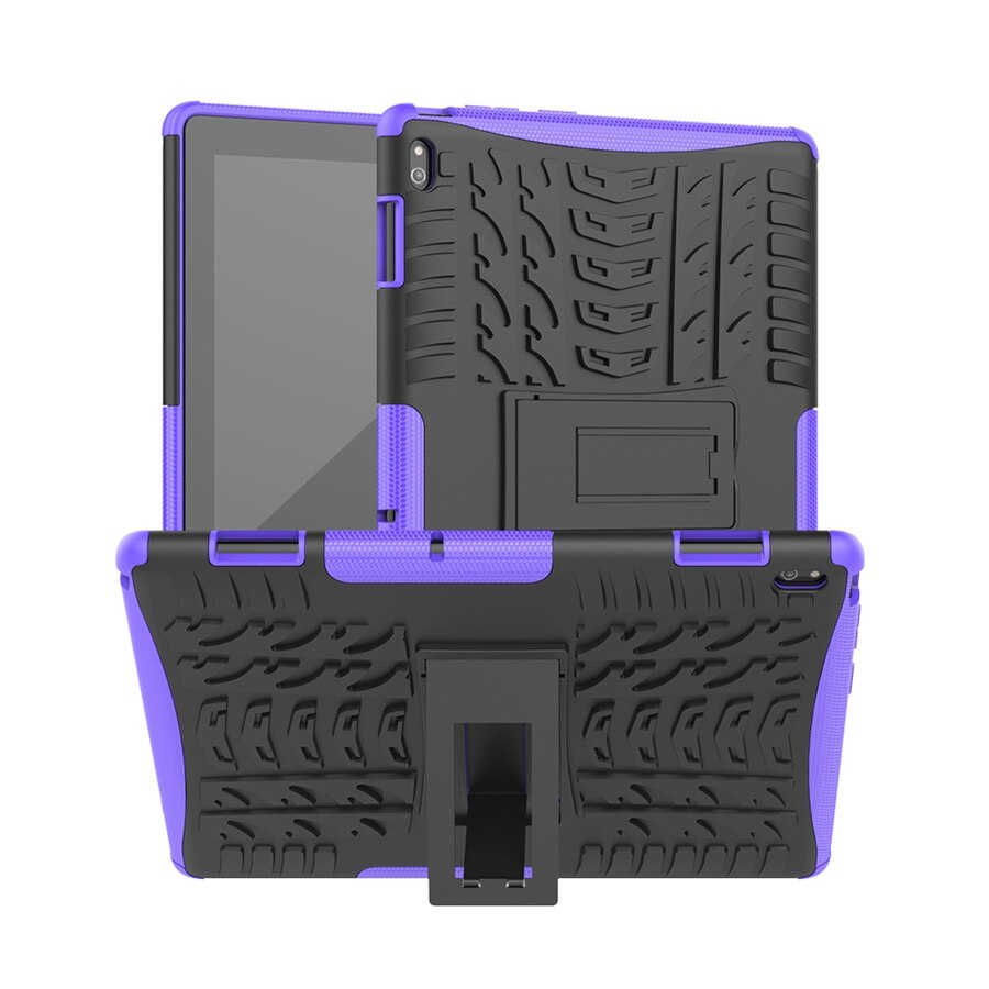 Stoßfest Rügestochen Für Lenovo Tab E10 fallen 10,1 zoll TB-X104F TB X104F fallen TPU + PC hybrid rügestochen Stehen Tablette abdeckung + Stift: Violett