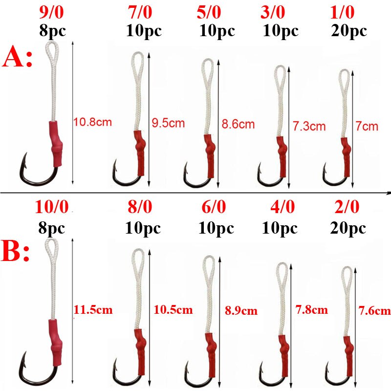 Posidon 108pcs/box 10827 Stainless Steel Assist Hooks Jig Assist Fish Hooks Jigging Bait With PE Line Split Ring For Sea Fishing