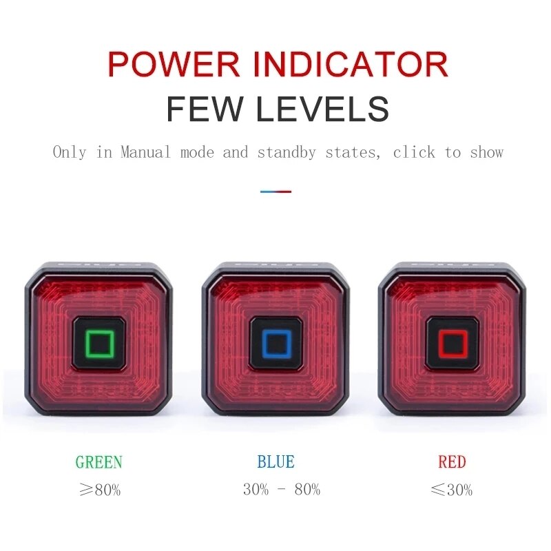 GIYO – feu arrière de vélo intelligent, feu de Stop, LED arrière Rechargeable, USB, sécurité IPX6-Waterproof