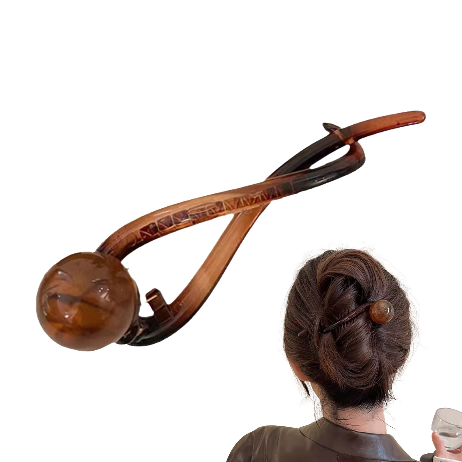 Pasadores de verano para mujer, horquilla con forma de bola colorida Vintage, accesorios para el cabello de viaje para compras diarias, pinza para el cabello de tiburón grande, 1 ud.: YELLOW