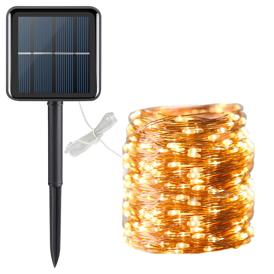 Extérieur 10M 20M lampe solaire LED chaîne fée lumières Flash 100/200led s étanche pour noël jardin Yard fête décoration: Warm / 20M 200LED