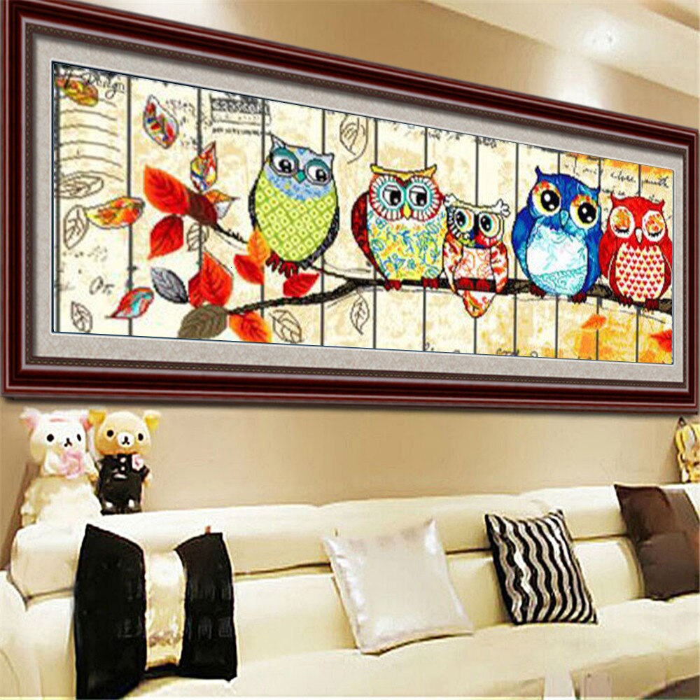 Huacan Diamond Painting 5d Owl Diamond Art Full Drill Mosaic Cross Stitch Animal Embroidery Cartoon Home Decor