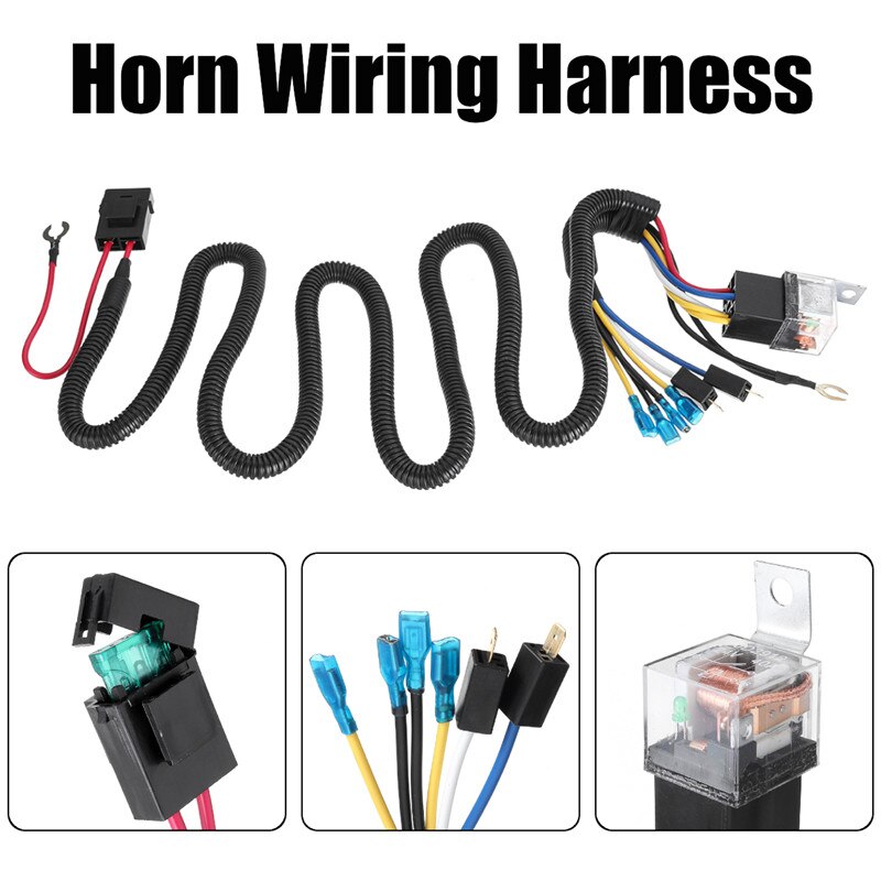 Universal Horn Wiring Harness Relay Button Switch Kit For 12V/24V Car Truck Horn | UK