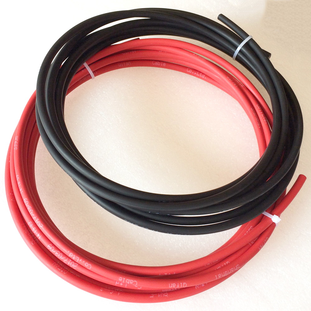 Zonnestelsel Pv Kabel Gebruikt Voor Zonnecellen Panel Verbinding 2.5 M Rood + 2.5 M Black Solar Kabel 4mm2 6mm2 10mm2