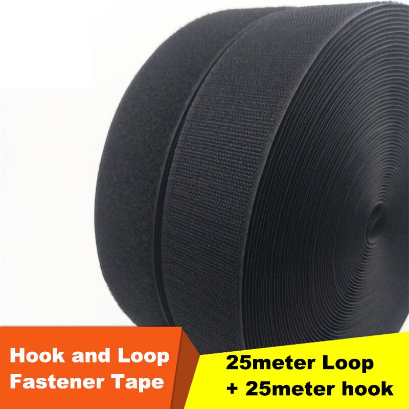 100MM Hook Loop 25Meter/Pair Adhesive Hook and Loop Fastener Tape Sew-On Accessories Black White Magic Tape No Glue