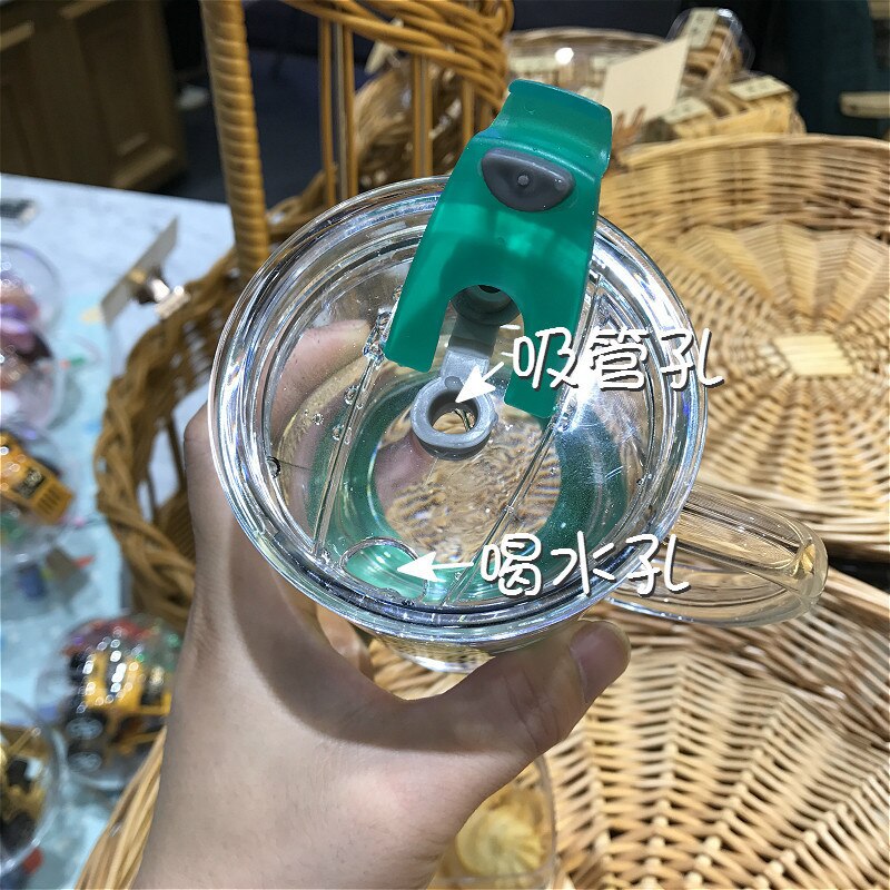 450Ml Aardbei Glazen Fles Stro Water Met Schaal Kawaii Transparante Melk Sap Koffie Thee Cup Mok Voor Kinderen