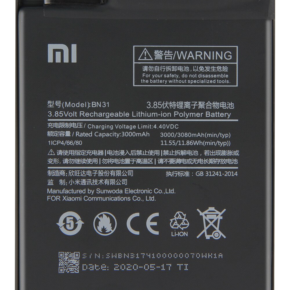 Xiao Mi Original Ersatz Batterie BN31 BN20 BM49 BM4E Für Xiaomi Mi 5X Mi5X A1 Redmi Hinweis 5A Mi 5C mi Max Mi Pocophone F1