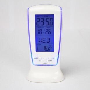 Digital Temperature Calendar LED Digital Alarm Clock with Blue Back light Electronic Calendar Thermometer Led Clock With Time: 1PC