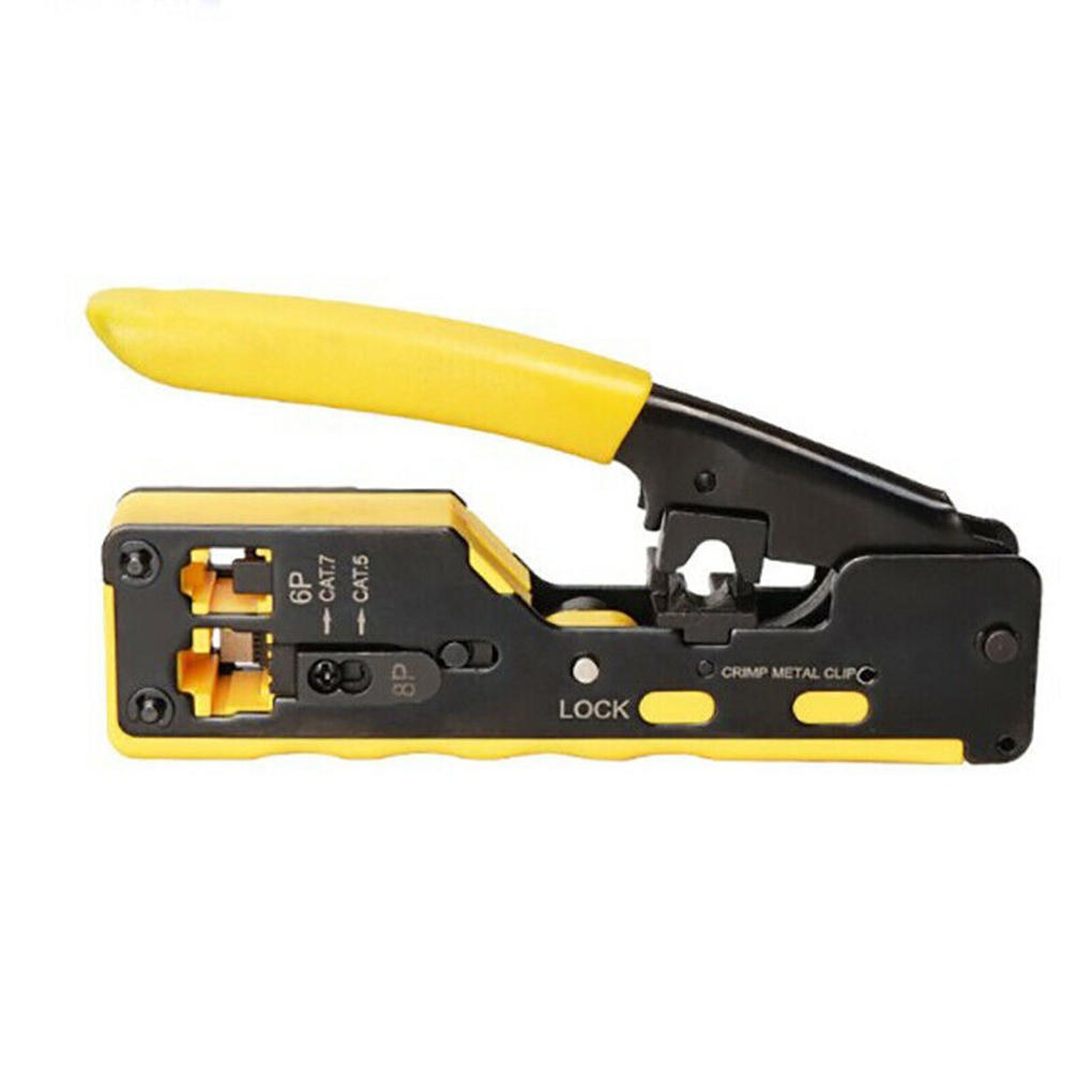 Crimping tool hand network tool kit for cat6 cat5 cat5e rj45 rj11 connector 8P 6P lan Cable Wires pliers Clip Multi Function: Yellow