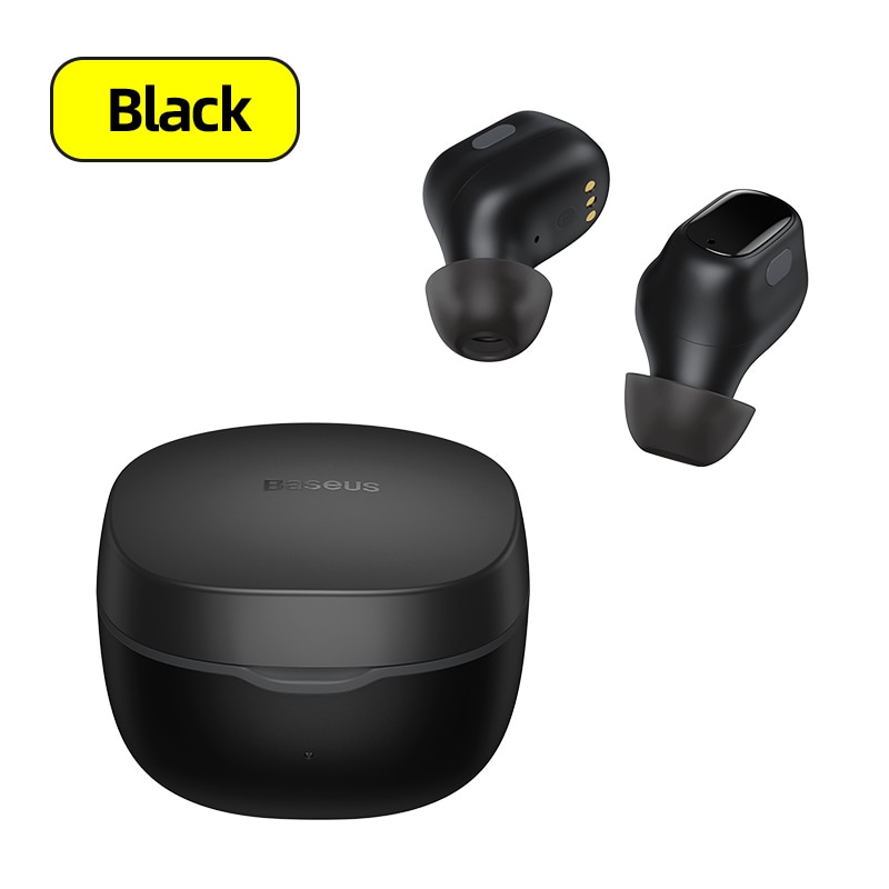 Baseus Tws Bluetooth Oortelefoon Stereo Bass Draadloze Eeadphones Met Mic Vingerafdruk Touch Noise Cancelling Oordopjes Ai Controle: Black