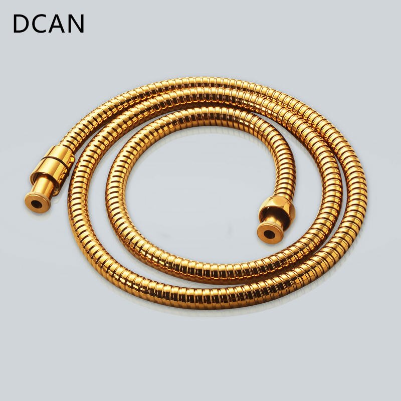 DCAN Sanitair Slangen Badkamer Vervanging Anti-Torsie Douche Slang Dubbele Vergrendeld Flexibele Rvs 1.5 m Goud