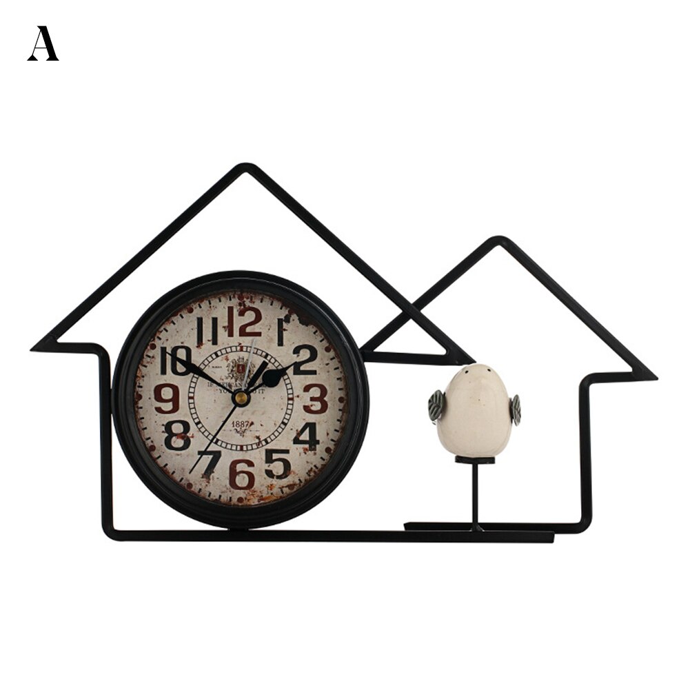 Retro colgante Vintage relojes país de Casa de hierro antiguo relojes mudo escritorio relojes de alarma para la sala de Decoración de casa: Black A