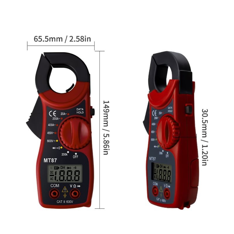 MT87 Portable LCD Digital Clamp Meter Multimeter AC/DC Ammeter Voltmeter Resistance Tester Clamp Meter