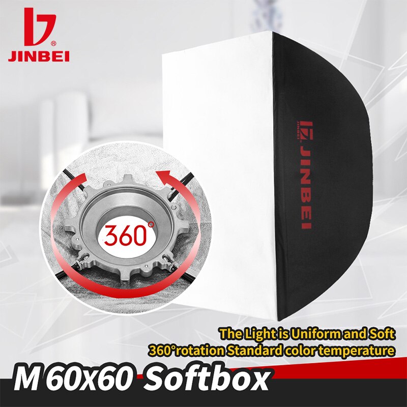 JINBEI Softbox for Photography 60x90cm Light Diffuser Photo Box with Bowens Mount Studio Equipment for Shooting Video Recording: M60x60