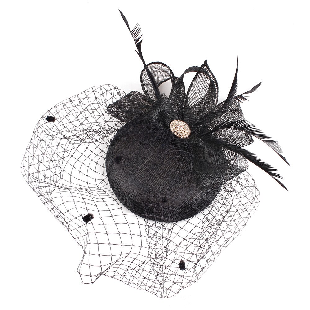 Sinamay Chic cheveux maille accessoires de mariage Fascinator mariée voiles chapeau bandeau femmes dames Occasion casque Net points: Black