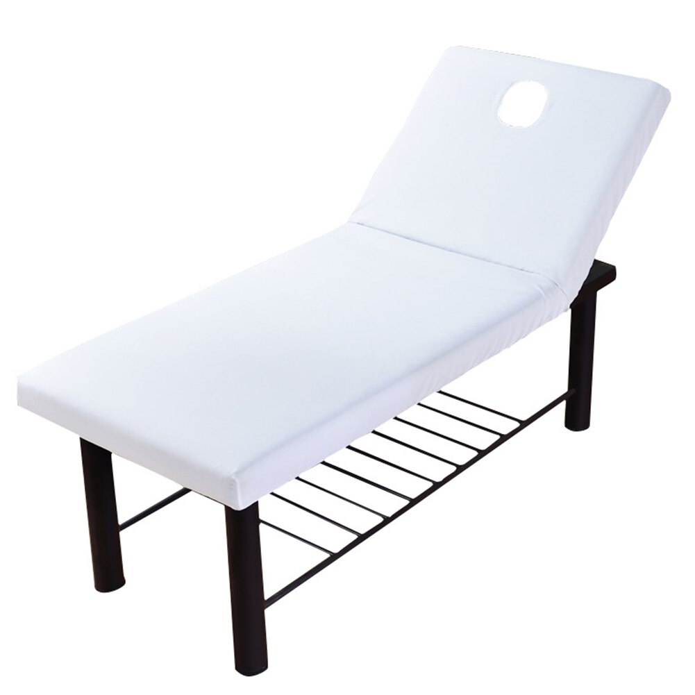 Pure Color Elastic Beauty Bed Cover For Beauty Salon Spa Massage Bed Table Couch Bedding Cover with Face Breath Hole 190x70cm: White