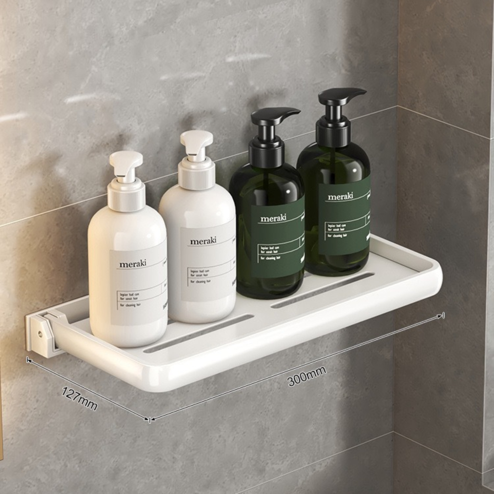 Estantería de aluminio para baño, estante de almacenamiento de desagüe de ducha, estantes de pared de cocina, estante de, sin Taladro: Gris