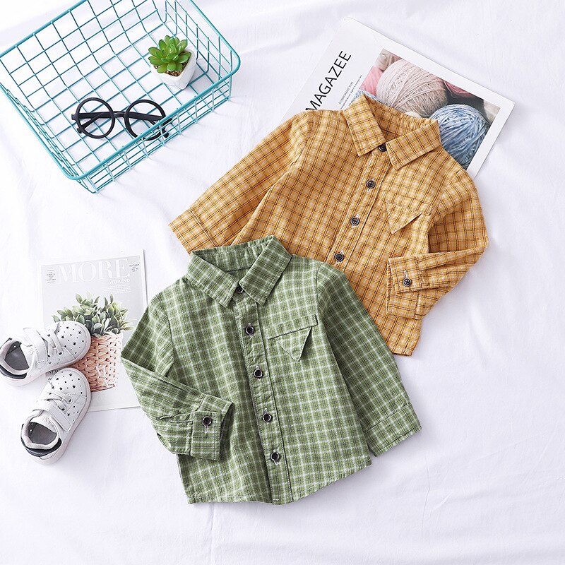 Citrus Jongen Kids Shirt Kleding Lente Herfst Katoen Met Lange Mouwen Plaid Shirts Baby Meisjes Kostuum Casual Shirt Tops