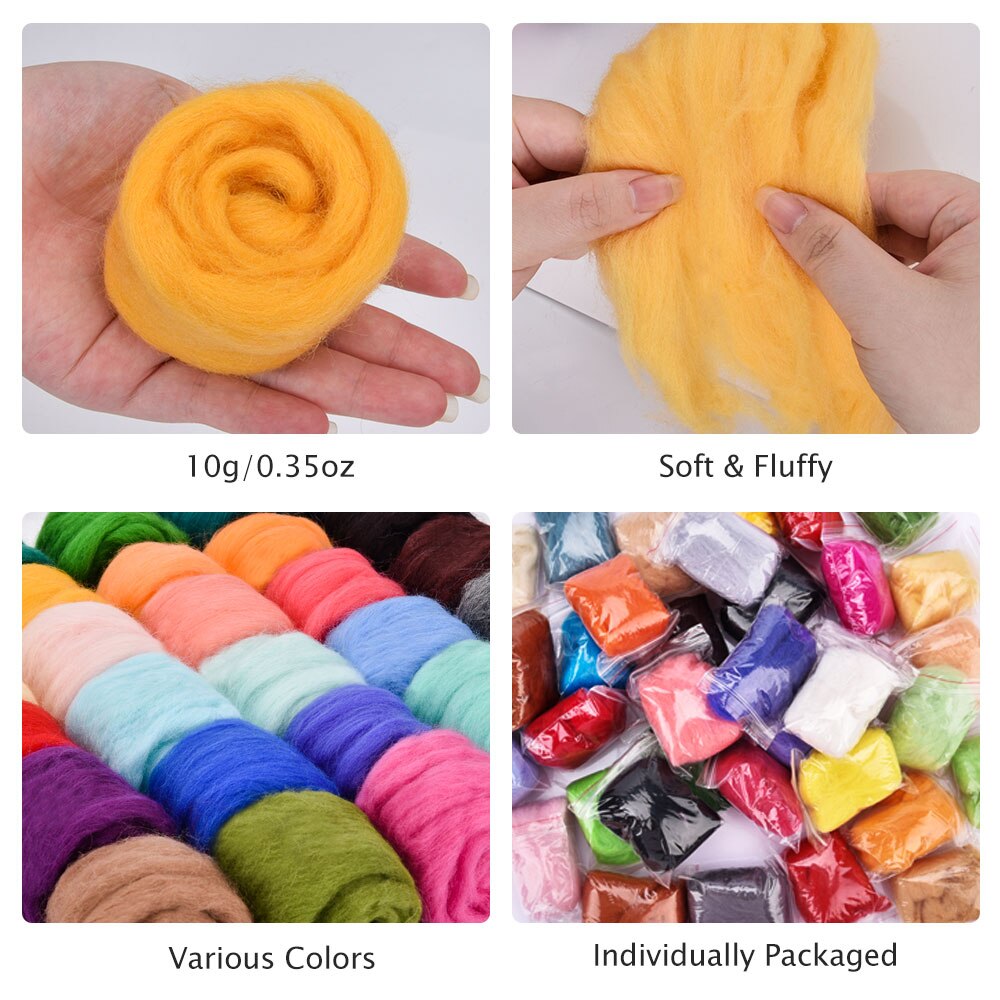30/50 Colors DIY Wool Felting Kit Mixed Color Handle Needle Felting Tools Handmade Felt Needle Set Fabric Materials Handcraft
