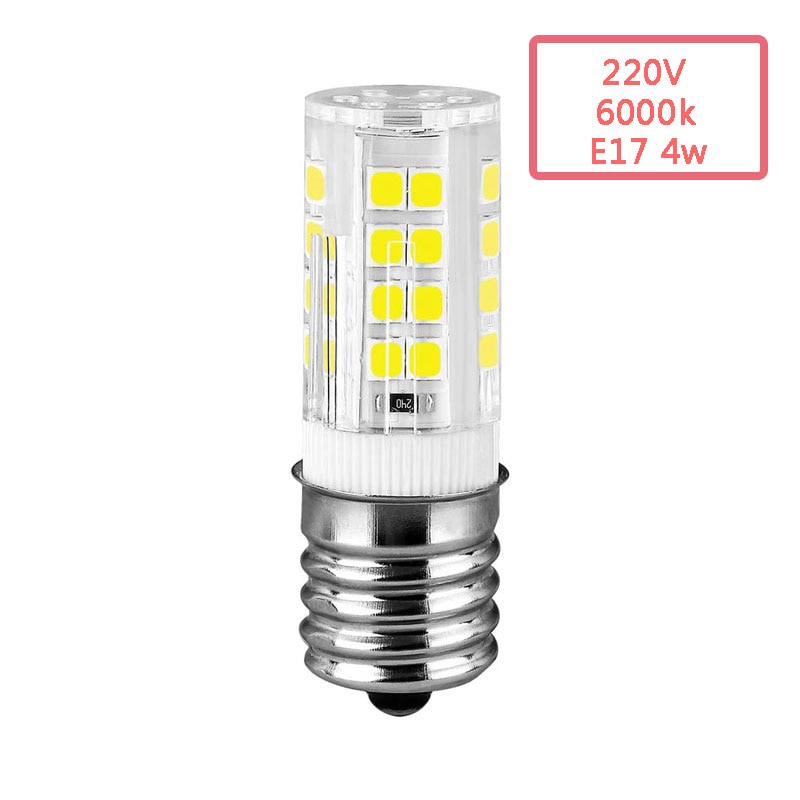 Bombilla LED de cerámica para horno microondas, lámpara de luz para congelador, piezas de repuesto para microondas, E17, 210-230V, 4W, 6000K
