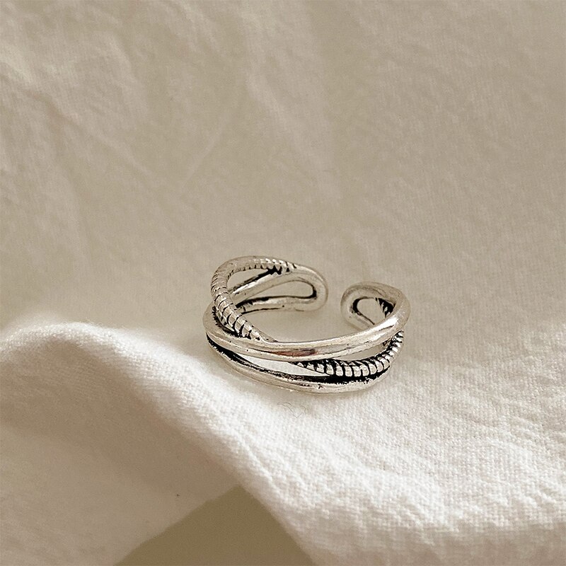 Huanzhi zwarte druppelglazuur hartvormige meerlaagse open verstelbare zilveren metalen ringen voor dames en meisjes feestsieraden: 2