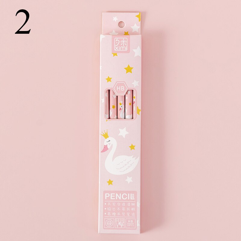 10 Pcs/Box HB Cute Cartoon Pencil Wood Pencil Set With Earser For Kids School Stationery Drawing Supplies: 2