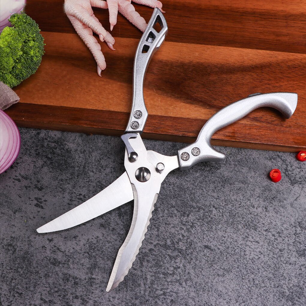 Kitchen Scissors Chicken Cook Scissor Spring Loaded Curved Handle Reusable Outdoor Multifunctional Picnic Shears