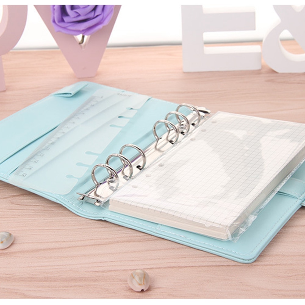 Preciosa funda para cuaderno A5/a6 de piel con hojas sueltas, carpeta con espiral, Color de macarrón, artículos de papelería, funda de repuesto para libro planificador Kawaii