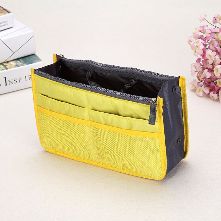 Bolsa de maquillaje multifunción, neceser pequeño para cosméticos, organizador de viaje, bolsa de almacenamiento para artículos de tocador, kit de aseo CC001: Yellow