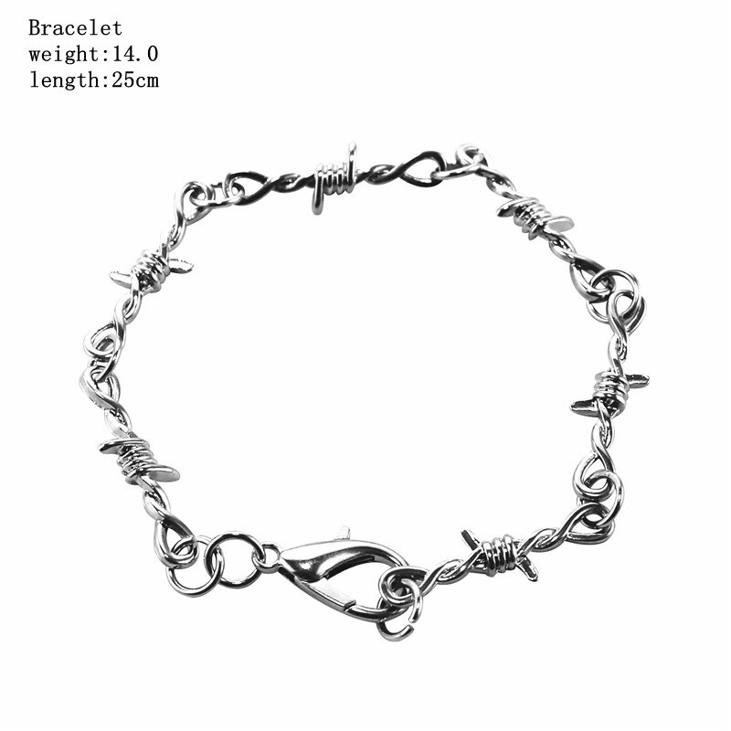 1Pc Punk Gothic Necklaces Bracelets For Women Men Hip Pop Cool Alloy Barbed Wire Brambles Silver Color Trendy Jewelry