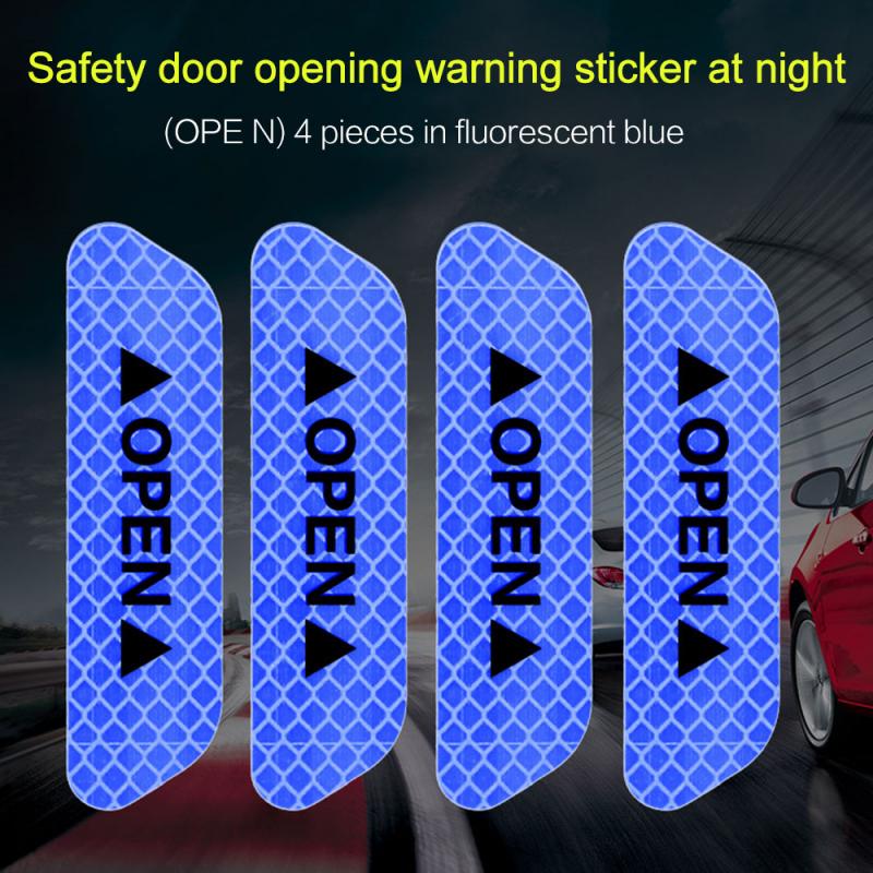 4 Stks/set Auto Reflector Sticker Waarschuwing Reflecterende Auto Reflecterende Strips Veiligheid Reflector Stickers Auto Styling Accessoires: blue