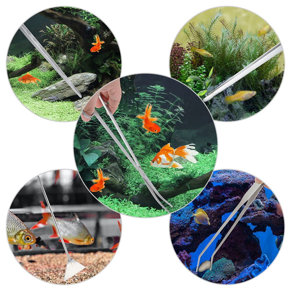 Aquarium Live Plant Fish Tank Tools Set Scissors Tweezers Gravel Leveler Stainless Steel Tools For Live Plants Grass Kit