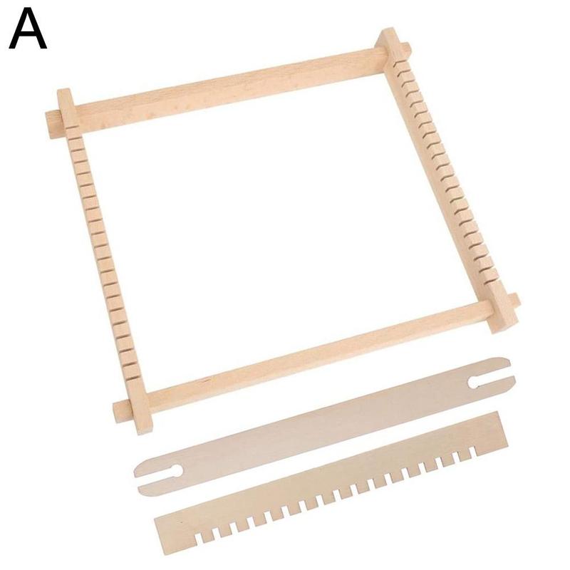 Wooden Tapestry Knitting Machine Weaving Loom With Stand Wood Arts Crafts Weaving Frame Loom for Kids DIY Woven Set: Type A