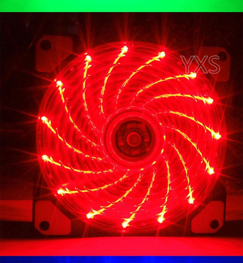 120mm PC computer case fan radiator cooler 16dB ultra-quiet blue with anti-vibration rubber, 15 LED heat dissipation 12CM fan