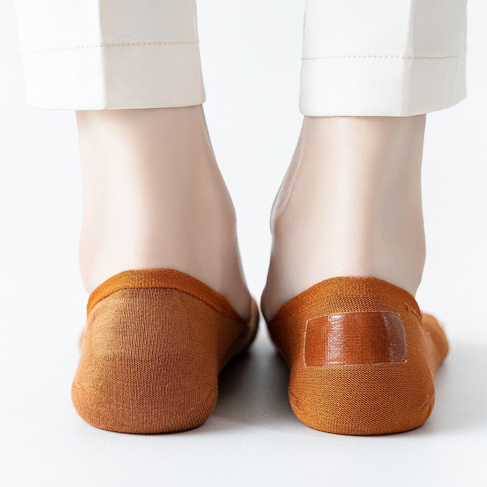 Calcetines invisibles antideslizantes para mujer, calcetín de silicona de corte ultrabajo, Fondo de algodón fino, de verano, 1 par