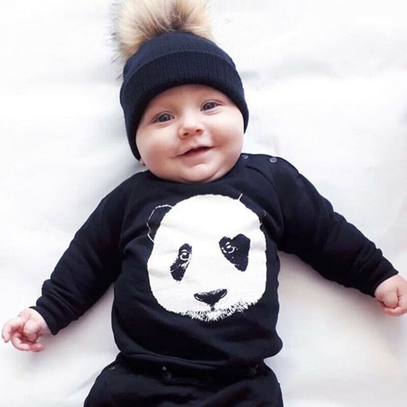 Barn gutter t-skjorter baby langermet panda topper barn høst svart bomull sweatshirt 1 2 3 4 5 6 år gutt jente t-skjorter
