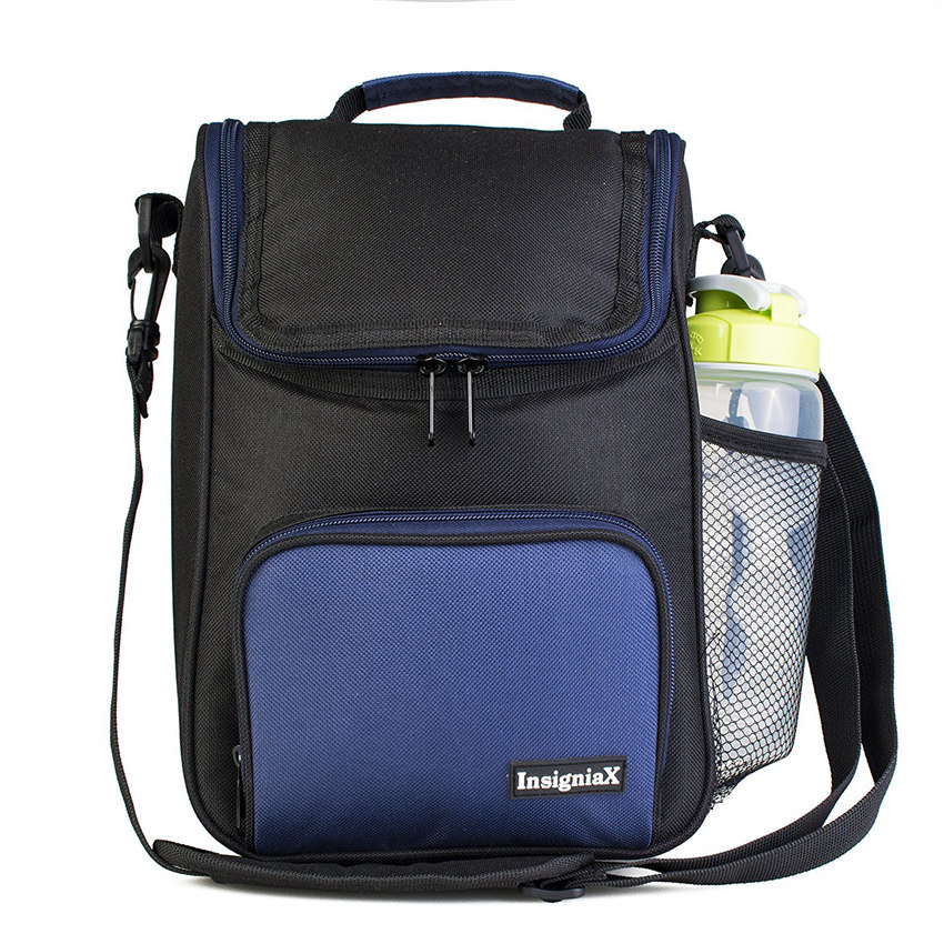 Insigniax alta qualidade na moda fitness bpa livre adultos térmicos saco mais frio isolado 600d poliéster fresco crossbody almoço saco: Navy blue