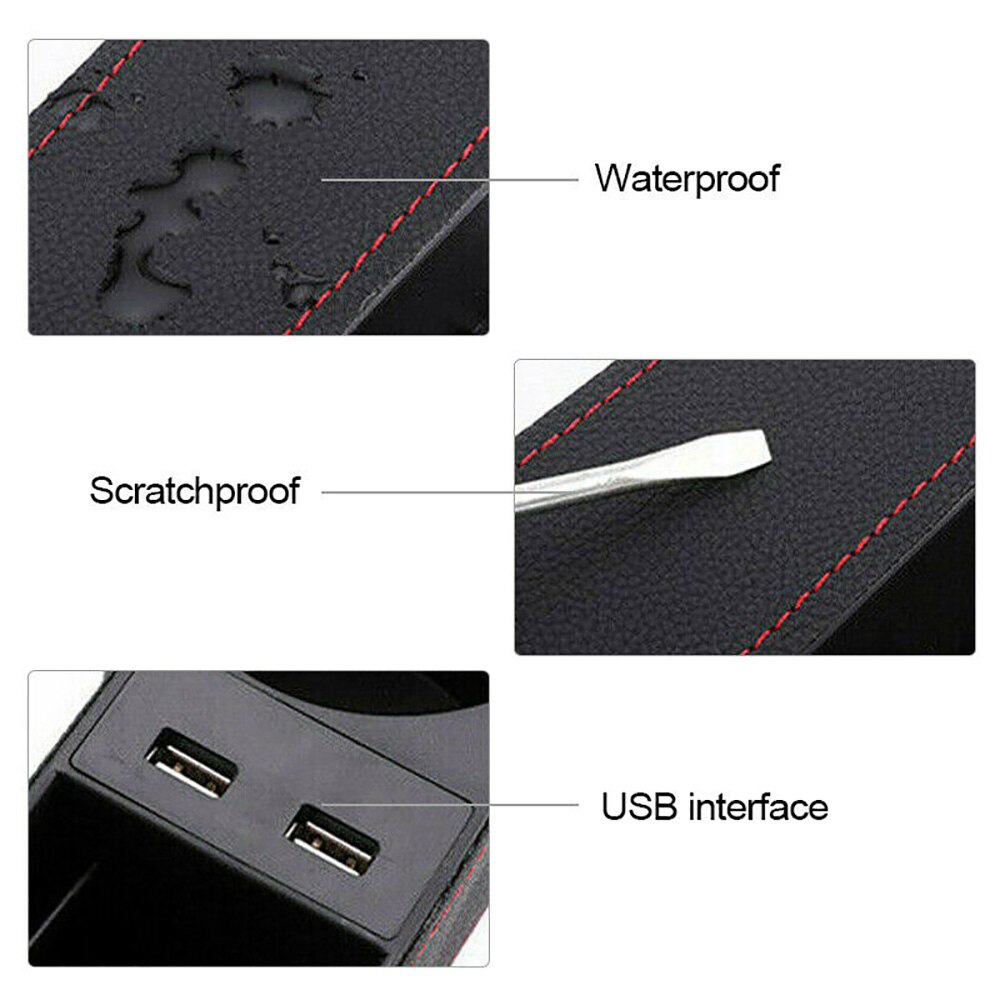 1pc auto-accessoires stoelvak opbergdoos met /2 usb-poorten met een aansteker
