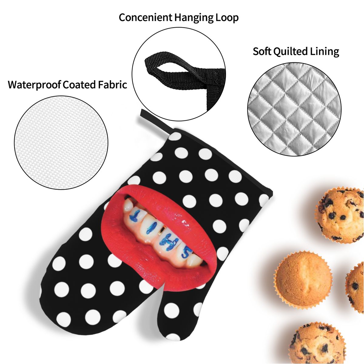 Sexy Red Lips Oven Mitts and Pot Holders Sets of 4 for Cooking Baking Heat Resistant Funny Kitchen BBQ Gloves Potholders