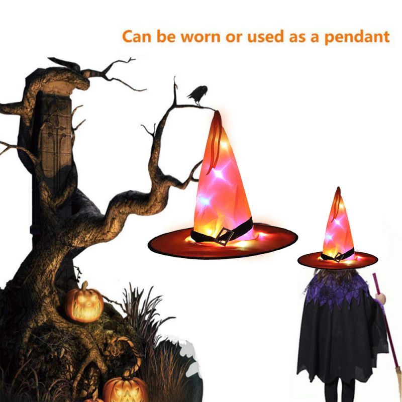 Halloween LED Luminous Headdress Magic Glowing Witch Hat Costume Children Adult Party Prom Featival Dress up Decoration S