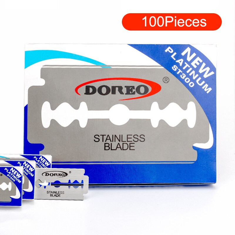 100Pcs Double-sided Razor Blades Stainless Steel Safety Men Shaving Blade for Classical Barber Manual Shaver Face Care Tool