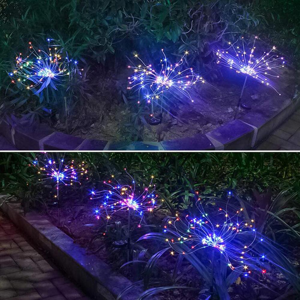 Zonne-vuurwerkverlichting, , 120 led-doe-het-zelf zonne-sterrenhemel, lichtsnoer met zonne-energie, tuinverlichting, vuurwerkverlichting op zonne-energie voor buiten, zonne-gazonlamp