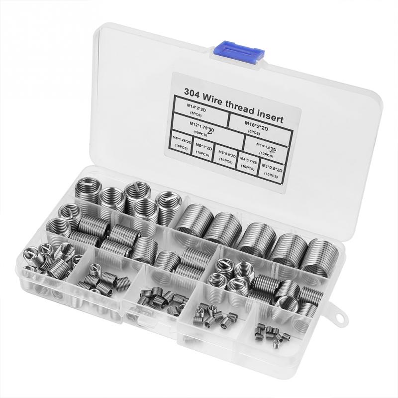 Stainless Steel Threaded Inserts Set,80PCS M8 X1.25 Wire Thread Inserts,Quick Thread Insert,Coiled Wire Helical Screw Type Screw Repair Insert